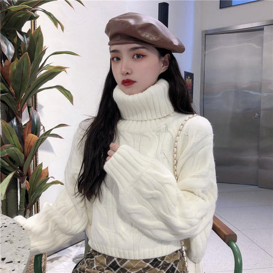 タートルネッククロップニット ケーブル編みで大人可愛い S1102