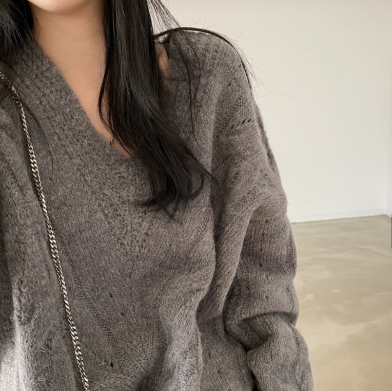 ビッグシルエット ケーブルニット ゆったり可愛い S1227