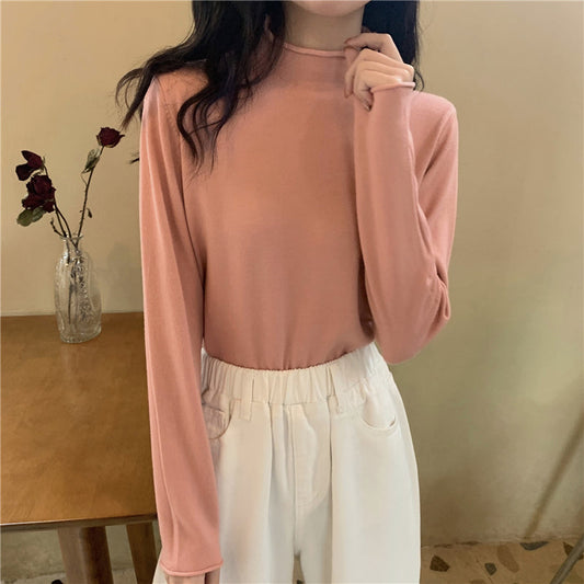 ハーフハイネックベーシックニット シンプルで可愛い S1951