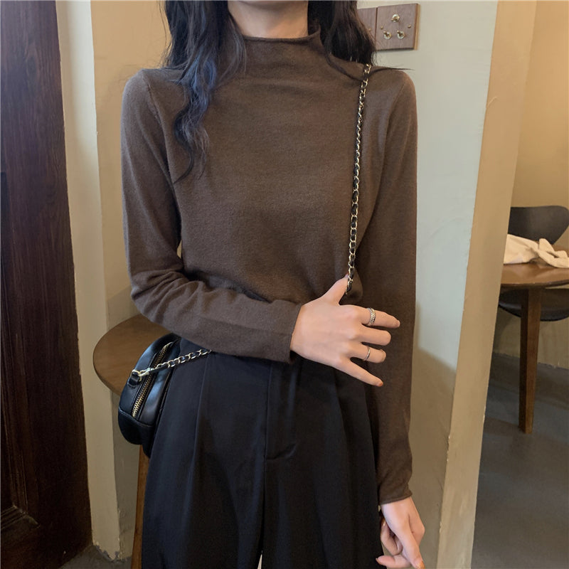 ハーフハイネックベーシックニット シンプルで可愛い S1951