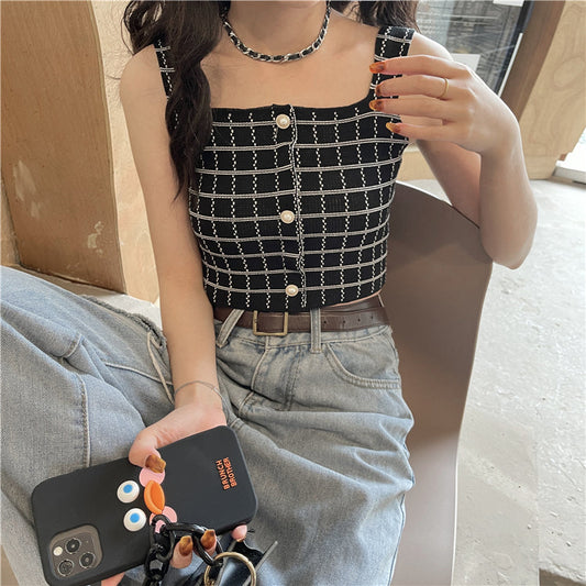 モノトーンチェックスクエアキャミソール S1470