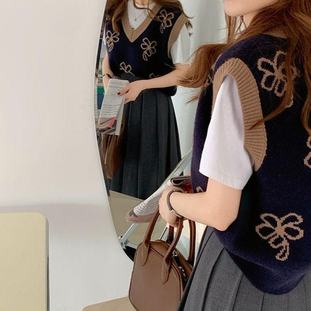 レトロフラワーベスト♡大きめ花柄で可愛い S2683