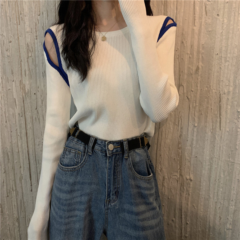 大胆ショルダーカットのセクシーニットトップス♡ S2110