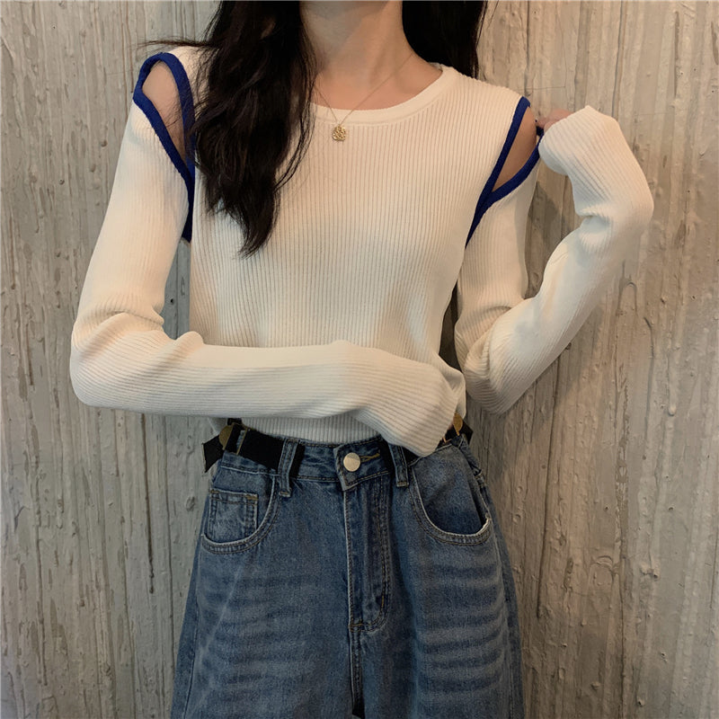 大胆ショルダーカットのセクシーニットトップス♡ S2110