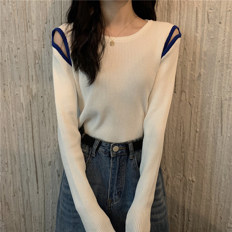 大胆ショルダーカットのセクシーニットトップス♡ S2110
