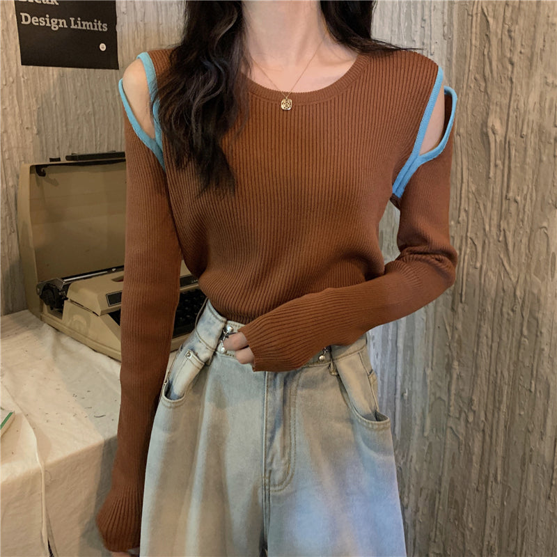 大胆ショルダーカットのセクシーニットトップス♡ S2110