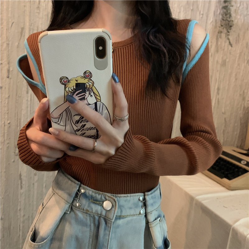 大胆ショルダーカットのセクシーニットトップス♡ S2110