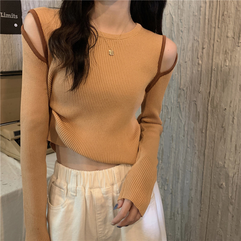 大胆ショルダーカットのセクシーニットトップス♡ S2110