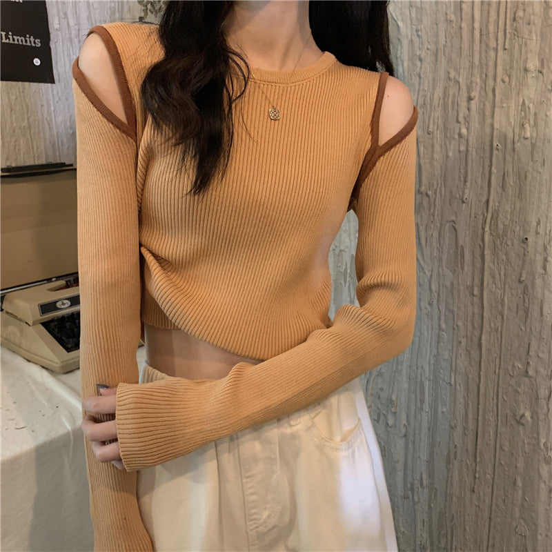 大胆ショルダーカットのセクシーニットトップス♡ S2110