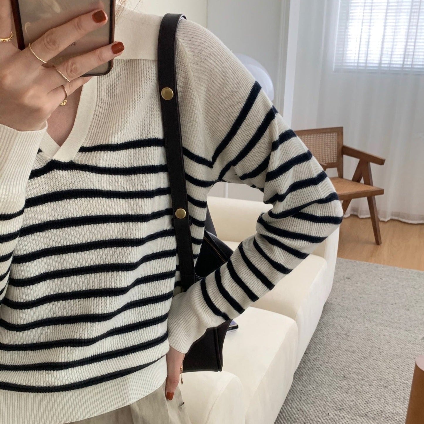 ボーダーポロトップス♡トレンド2色展開 S2607