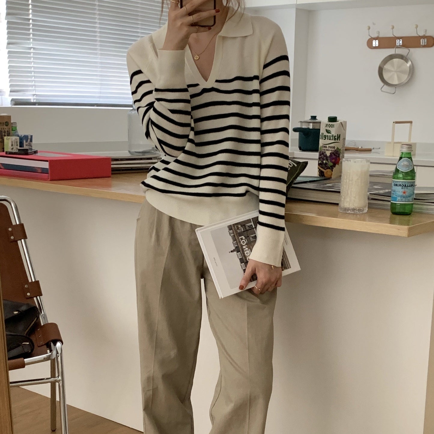 ボーダーポロトップス♡トレンド2色展開 S2607