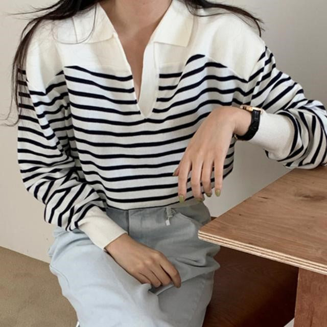 ボーダーポロシャツ 襟付きで可愛い♡ S2622