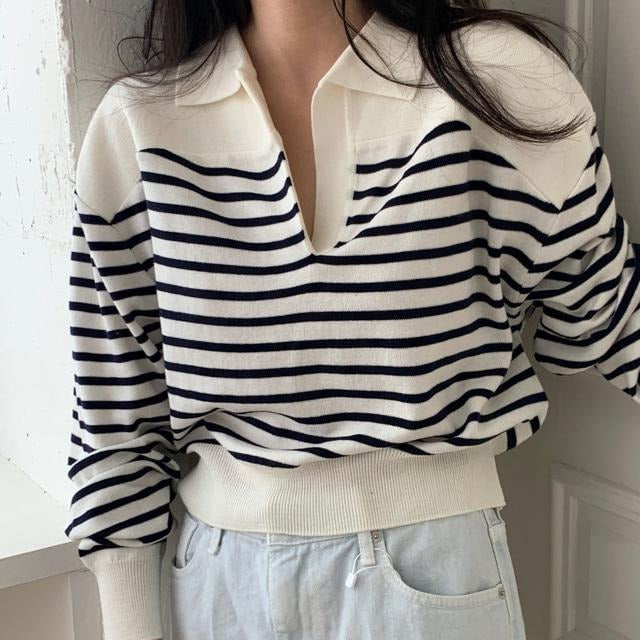 ボーダーポロシャツ 襟付きで可愛い♡ S2622