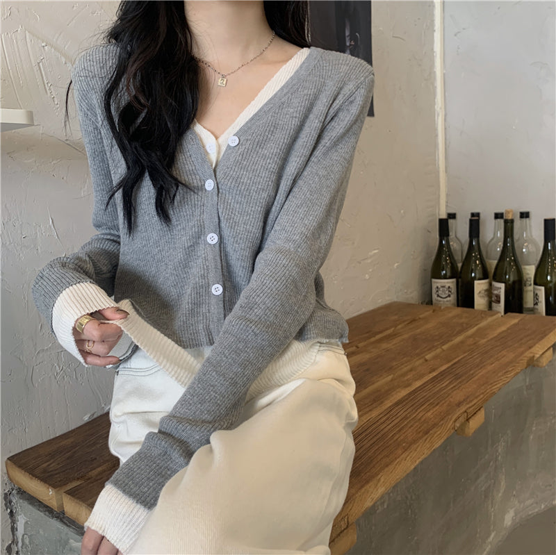 カラフルフェイクレイヤードトップス 細見えデザイン♡ S2597