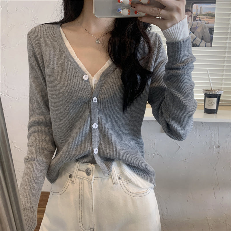 カラフルフェイクレイヤードトップス 細見えデザイン♡ S2597