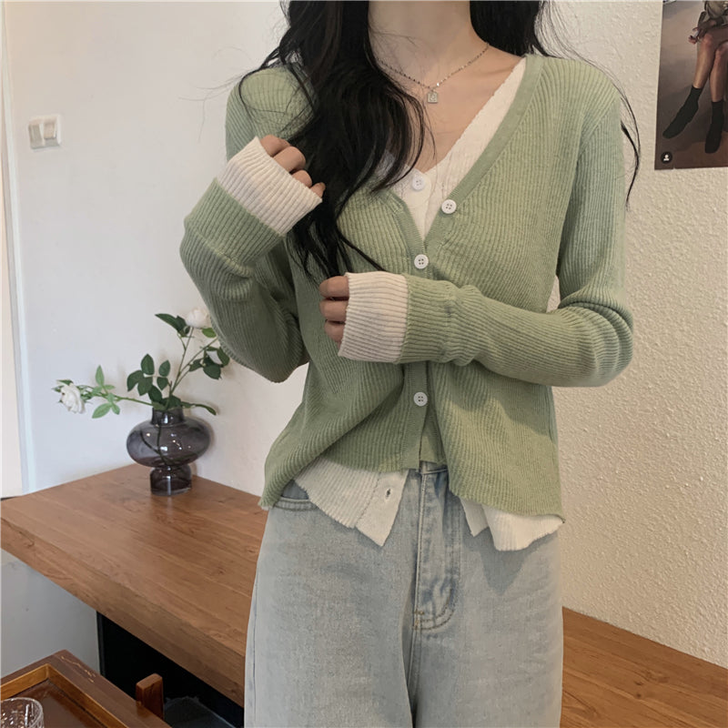 カラフルフェイクレイヤードトップス 細見えデザイン♡ S2597