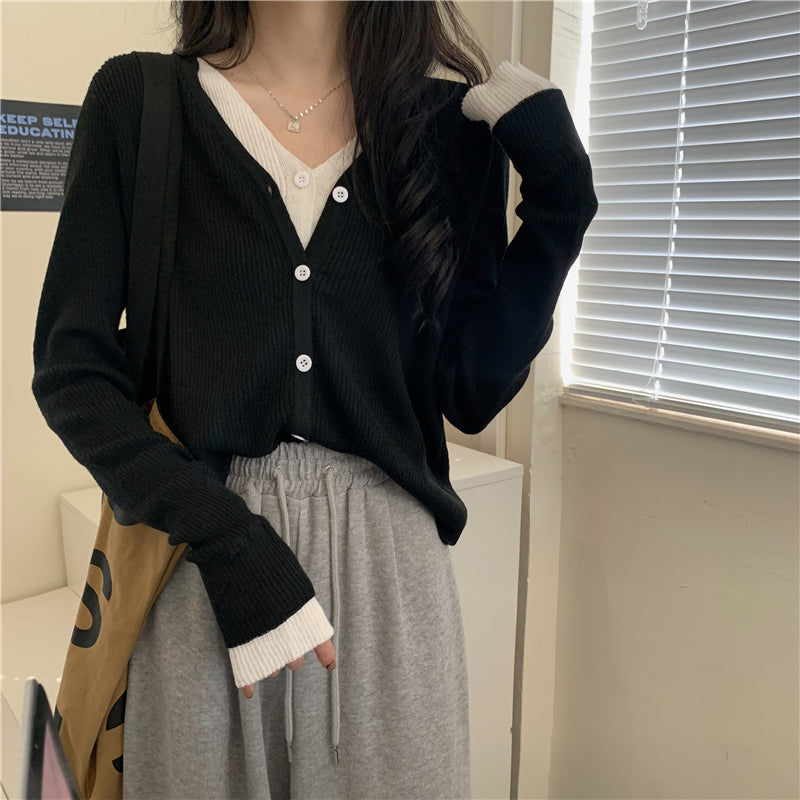 カラフルフェイクレイヤードトップス 細見えデザイン♡ S2597