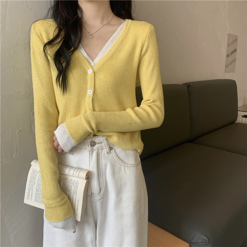 カラフルフェイクレイヤードトップス 細見えデザイン♡ S2597