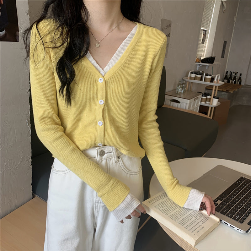 カラフルフェイクレイヤードトップス 細見えデザイン♡ S2597