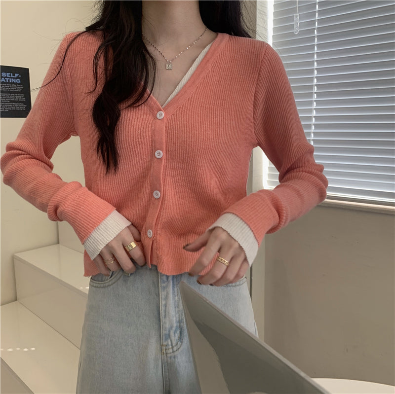 カラフルフェイクレイヤードトップス 細見えデザイン♡ S2597