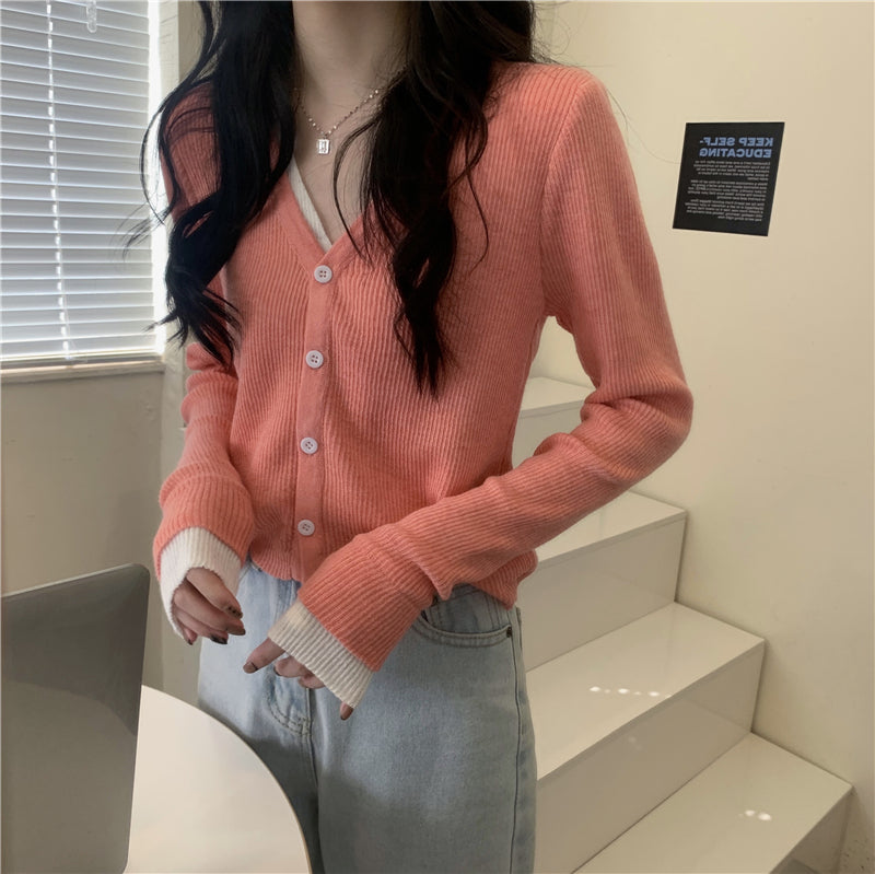 カラフルフェイクレイヤードトップス 細見えデザイン♡ S2597
