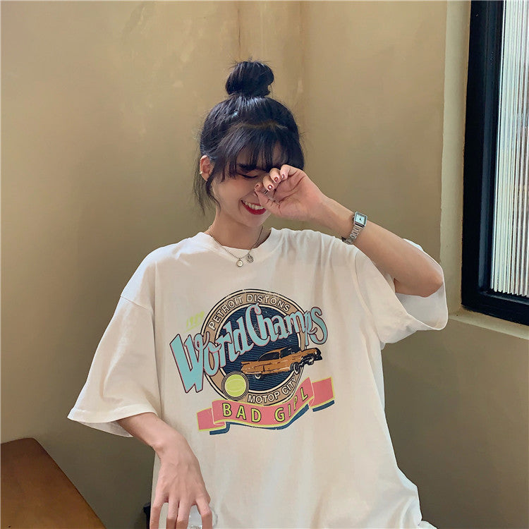 レトロロゴTシャツ オーバーサイズ カジュアル S1463