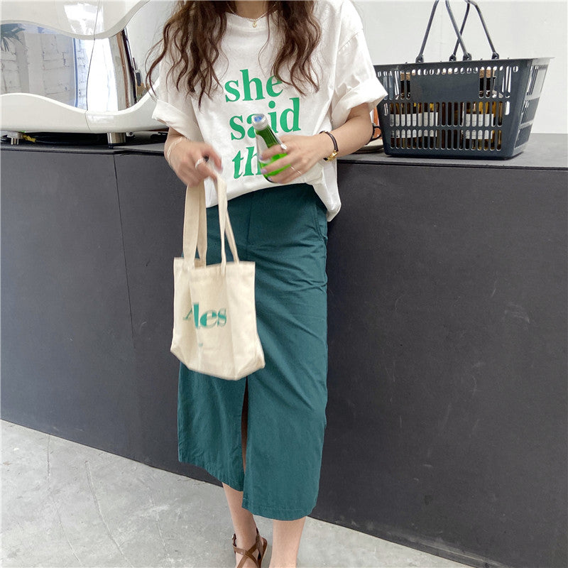 レトロレターTシャツ ヴィンテージ風デザインで大人可愛い S1461