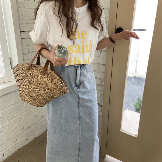 レトロレターTシャツ ヴィンテージ風デザインで大人可愛い S1461