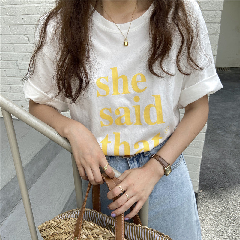 レトロレターTシャツ ヴィンテージ風デザインで大人可愛い S1461