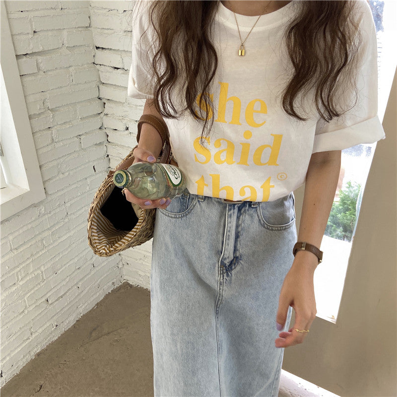レトロレターTシャツ ヴィンテージ風デザインで大人可愛い S1461