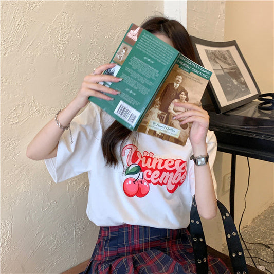 チェリーレターTシャツ♡可愛いガーリーデザイン S1538