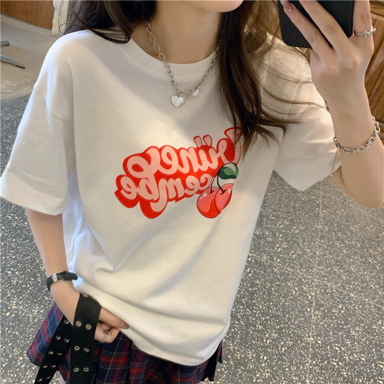 チェリーレターTシャツ♡可愛いガーリーデザイン S1538