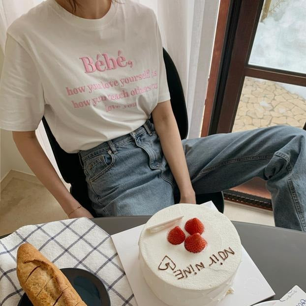 刺繍ロゴTシャツ♡シンプルで可愛いデザイン S1452