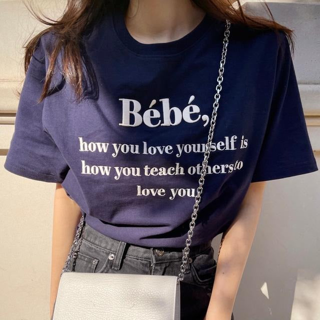 刺繍ロゴTシャツ♡シンプルで可愛いデザイン S1452
