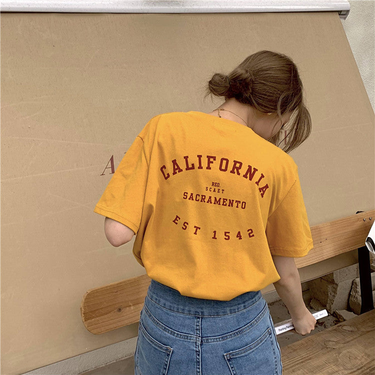 カリフォルニア バックレター Tシャツ 夏の定番アイテム S1682