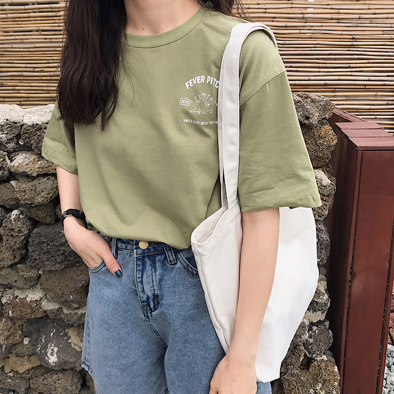フロント&バックプリントTシャツ カジュアル可愛い S1493