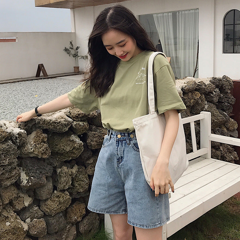 フロント&バックプリントTシャツ カジュアル可愛い S1493