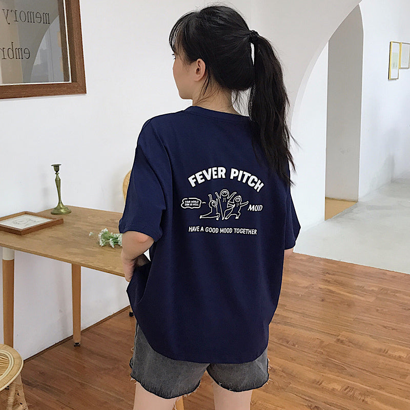 フロント&バックプリントTシャツ カジュアル可愛い S1493