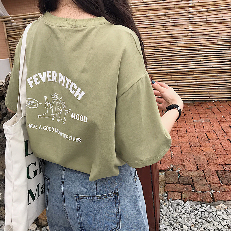 フロント&バックプリントTシャツ カジュアル可愛い S1493