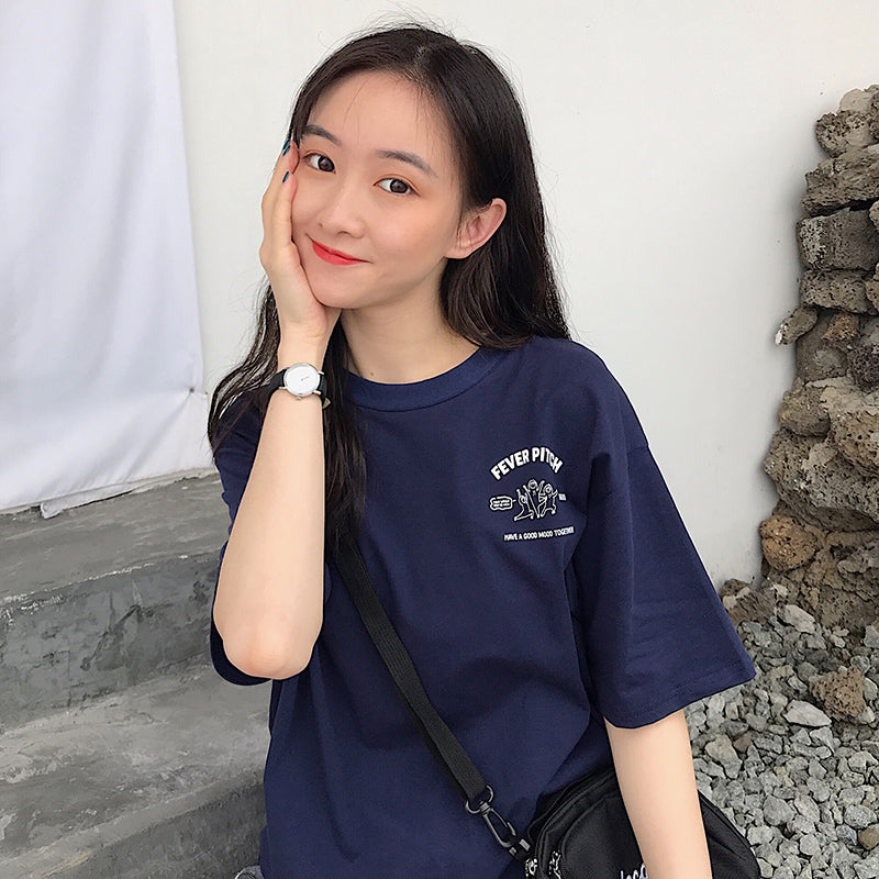 フロント&バックプリントTシャツ カジュアル可愛い S1493