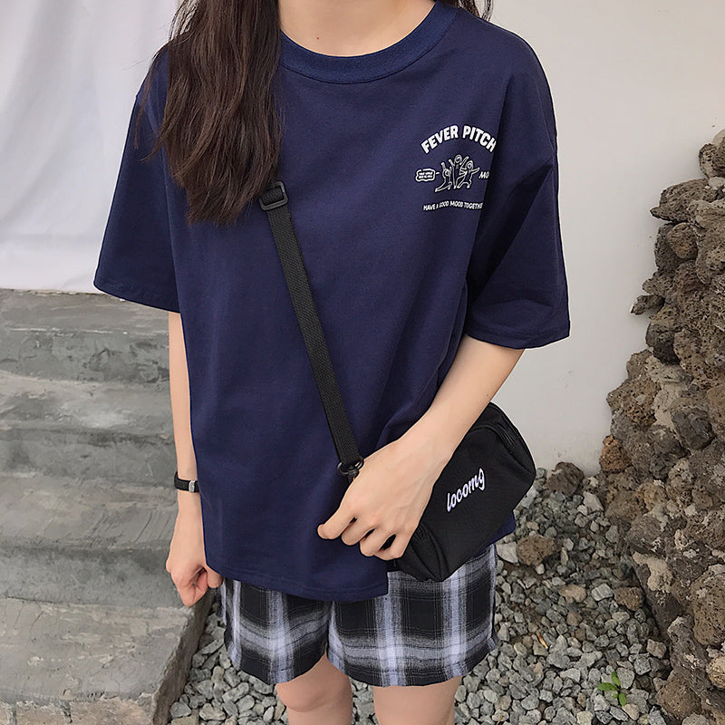 フロント&バックプリントTシャツ カジュアル可愛い S1493