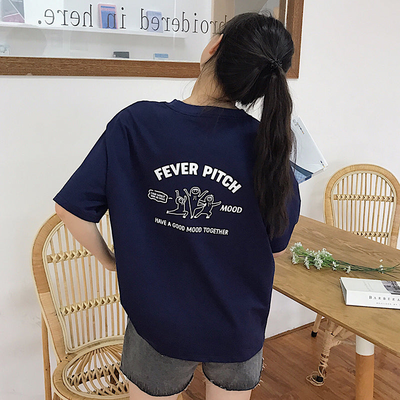フロント&バックプリントTシャツ カジュアル可愛い S1493