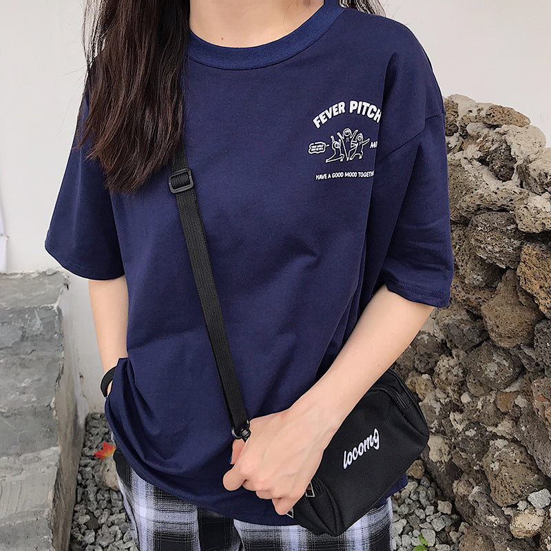 フロント&バックプリントTシャツ カジュアル可愛い S1493