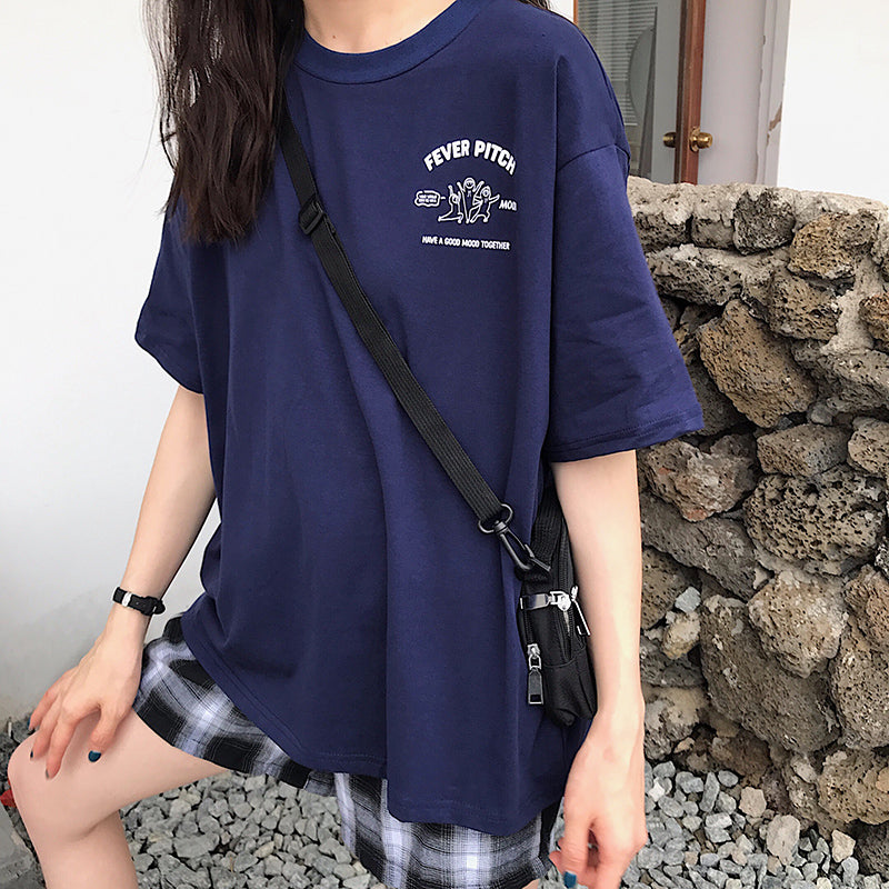 フロント&バックプリントTシャツ カジュアル可愛い S1493