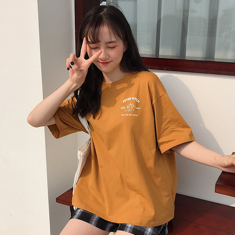 フロント&バックプリントTシャツ カジュアル可愛い S1493