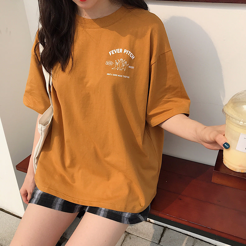 フロント&バックプリントTシャツ カジュアル可愛い S1493