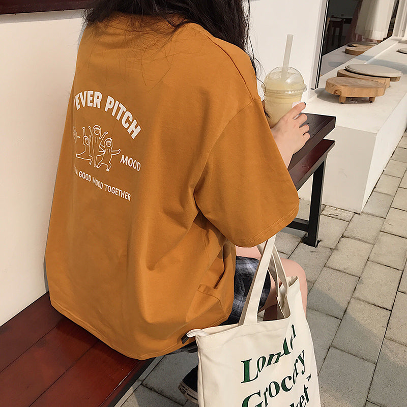 フロント&バックプリントTシャツ カジュアル可愛い S1493