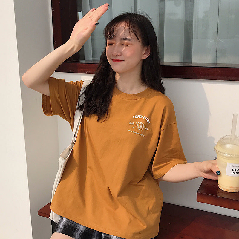 フロント&バックプリントTシャツ カジュアル可愛い S1493