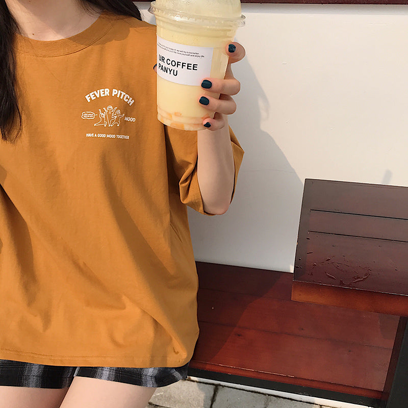 フロント&バックプリントTシャツ カジュアル可愛い S1493