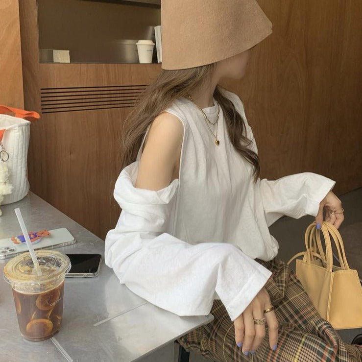 ボタンデザインのロングカットソー♡大人可愛い着こなし S2651